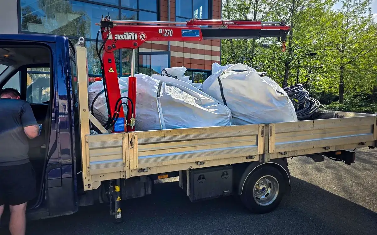 WB Phillips Metals HIAB truck loaded during a scrap metal collection in Kent